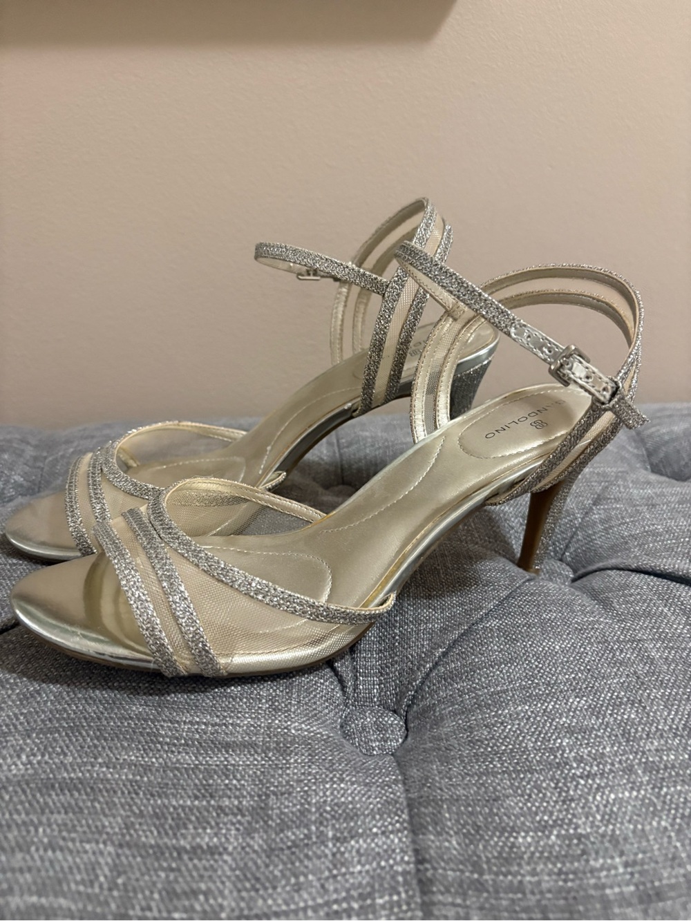 Bandolino Strappy Glitter Ankle-Strap Heels - Women